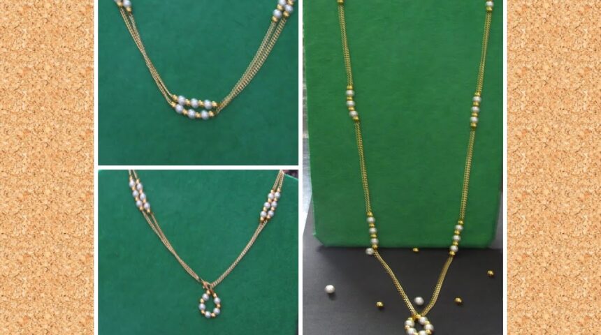 3 in 1 pearl beaded and golden balls chain